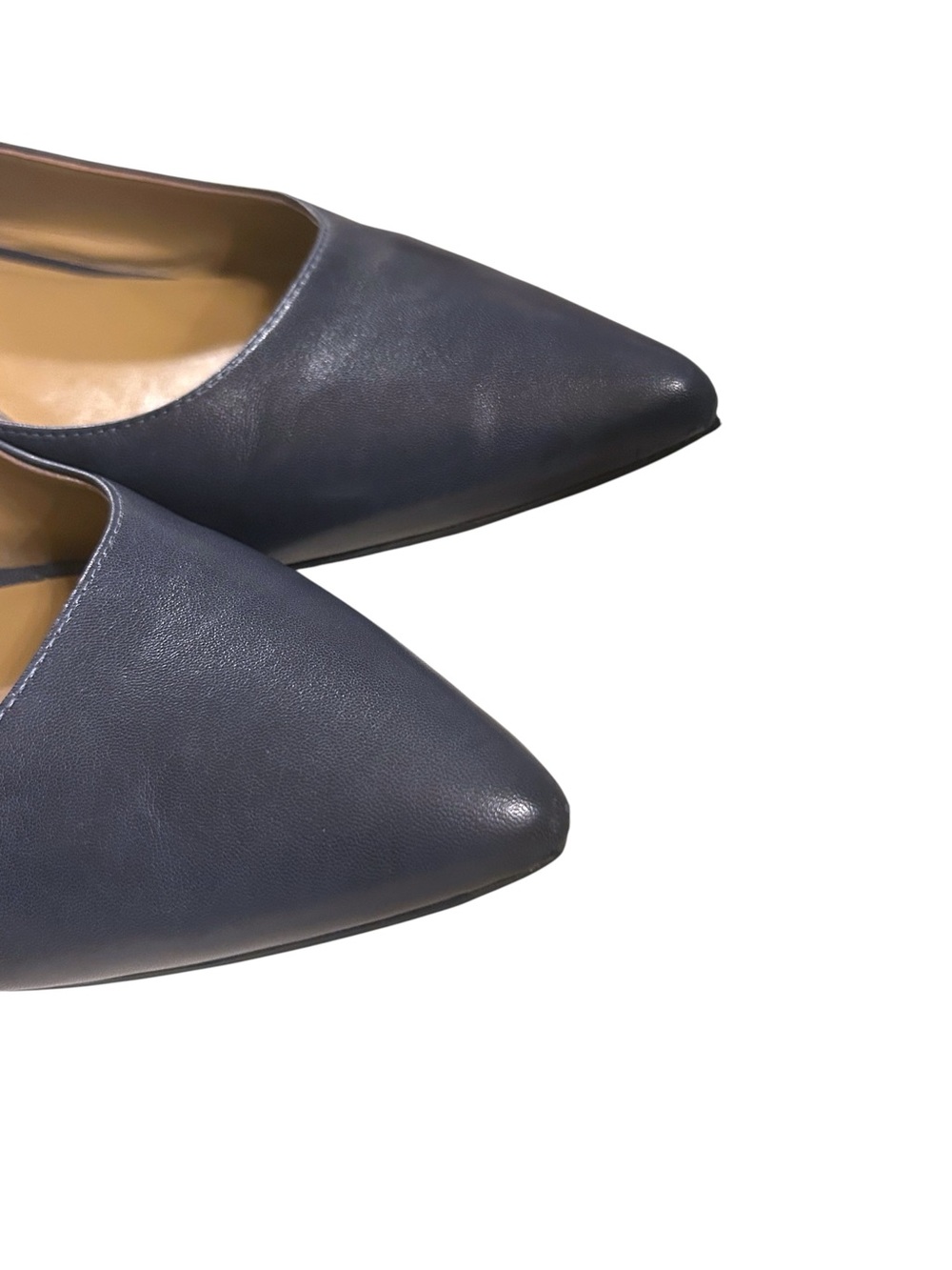 Navy Leather Pointed Toe Slingback Thick 2” Block Heels Size 11 - Picture 5 of 16